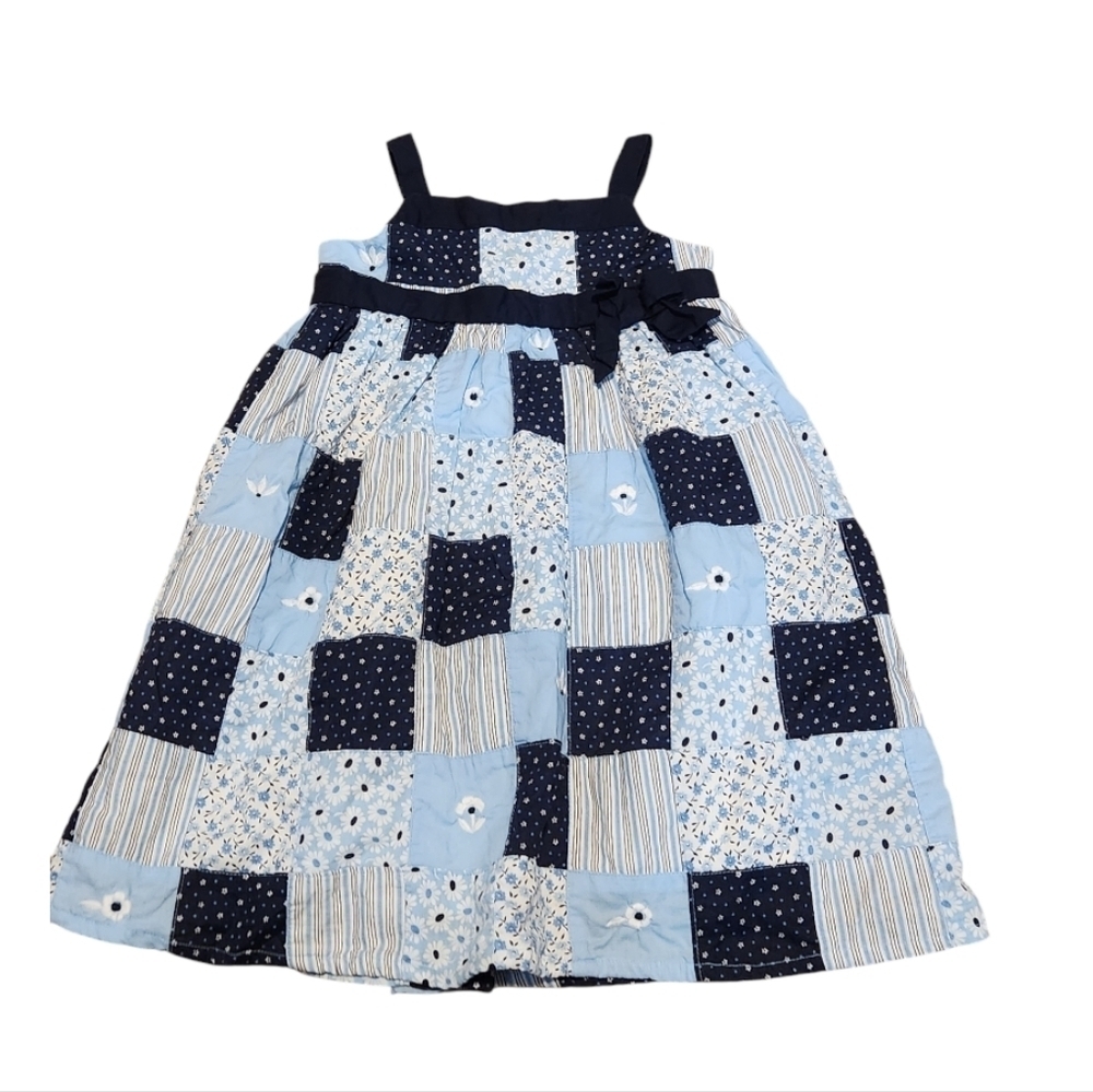 2007 Janie and Jack Toddler Girl's Blue Skies Patchwork Floral Dress 18-24 Month - Picture 4 of 13